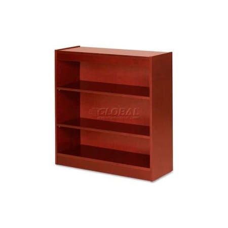 Sp Richards Lorell 3-Shelf Panel End Hardwood Veneer Bookcase, 36"W x 12"D x 36"H, Cherry LLR89051